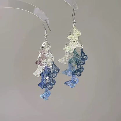 超仙小清新蝴蝶花蕾花朵鏤空耳鉤小眾設計感耳環輕奢高級感耳飾女