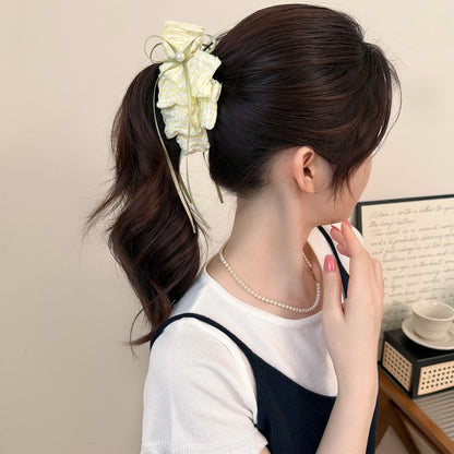 蝴蝶纏繞髮夾－藍白條紋髮箍款細節｜https://igowo.tw/