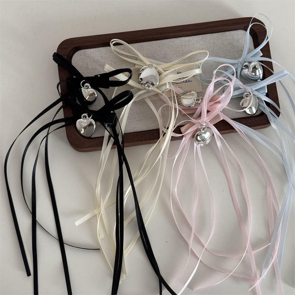 緞帶蝴蝶結愛心髮夾－第二視角實拍｜https://igowo.tw/