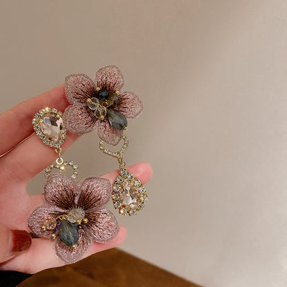 琺瑯珍珠鬱金香耳環－銀針-白色花朵款細節21｜https://igowo.tw/