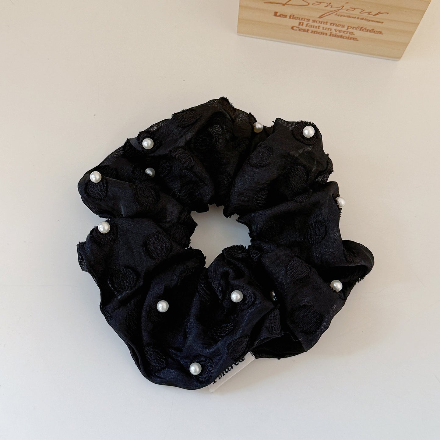 珍珠大腸圈刺繡髮圈