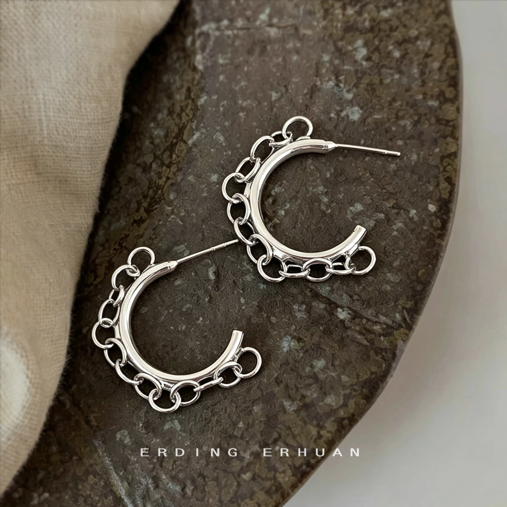 金屬C形圓圈復古耳環－商品主圖｜https://igowo.tw/