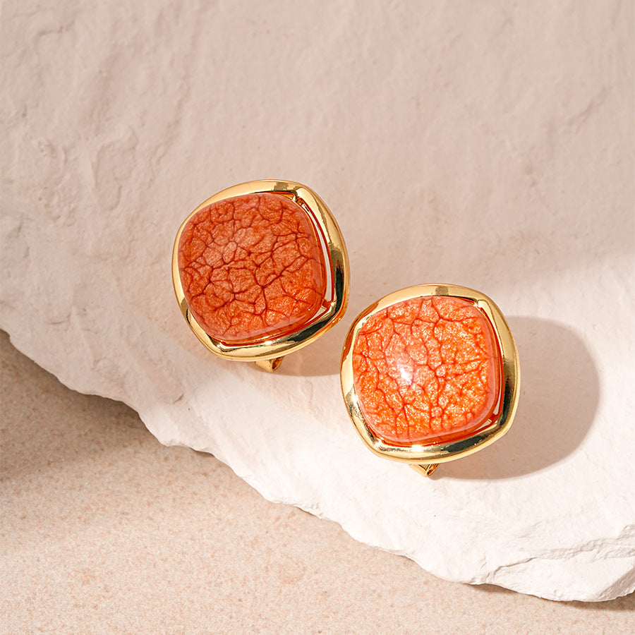 彩色圓形誇張耳釘