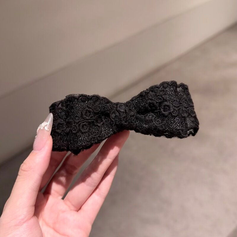 黑色蕾絲蝴蝶結髮夾