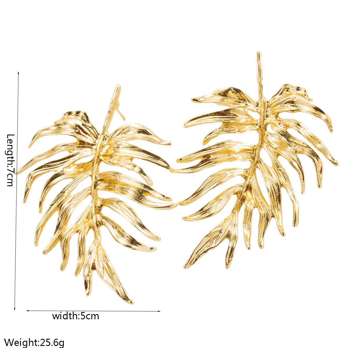 S925樹葉復古誇張耳環－銀魚刺款實拍｜https://igowo.tw/