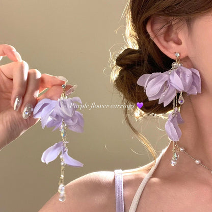 氛圍感彩色花朵耳環