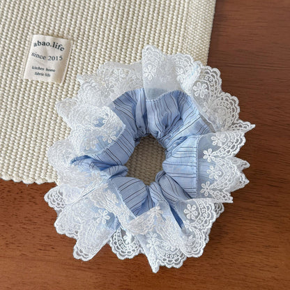 藍色格紋大腸圈髮圈
