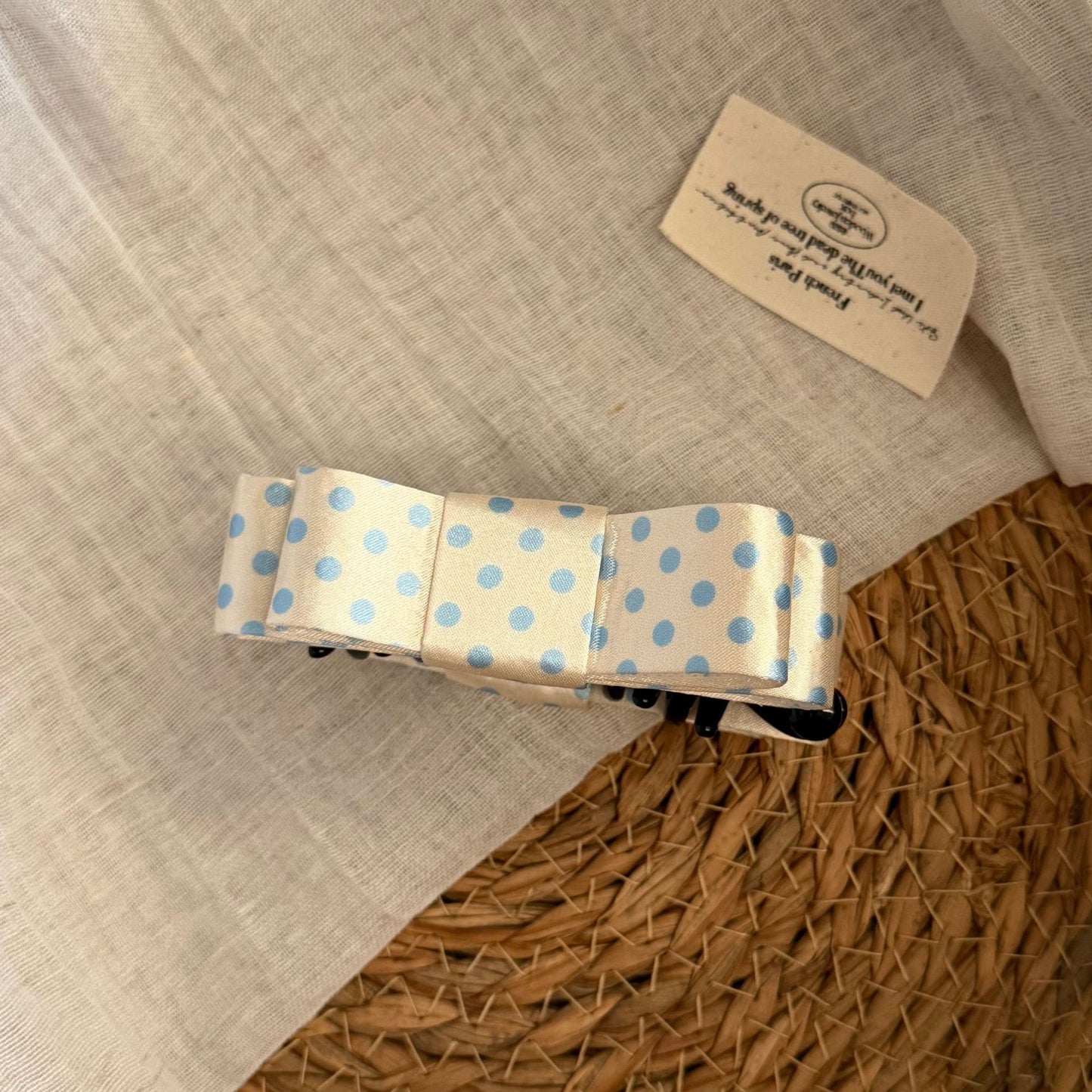鋯石波點蝴蝶結髮夾