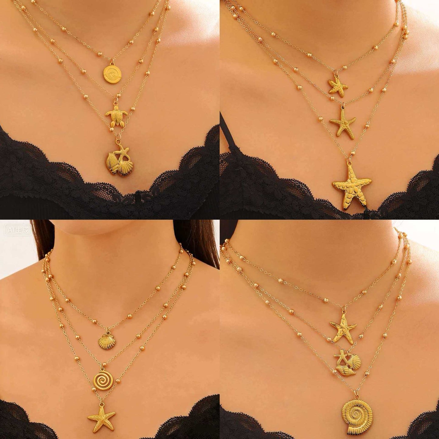 不鏽鋼海星墜飾項鍊－商品主圖｜https://igowo.tw/