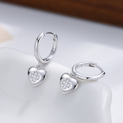 S925 愛心耳墜耳環女輕奢精致小眾法式復古風小眾高級感耳飾品