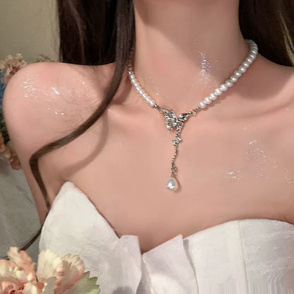 精致鋯石珍珠項鏈