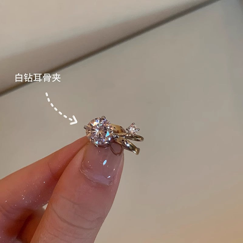 鋯石簡約耳夾