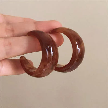 復古美拉德咖色銀針耳釘時尚百搭小眾港風耳環輕奢高級感秋冬耳飾