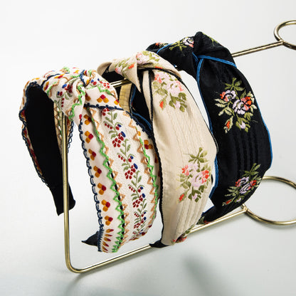 布面交叉刺繡髮箍－商品主圖｜https://igowo.tw/