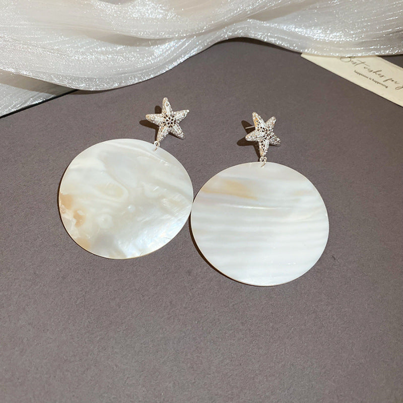 海星貝殼鏤空復古耳釘