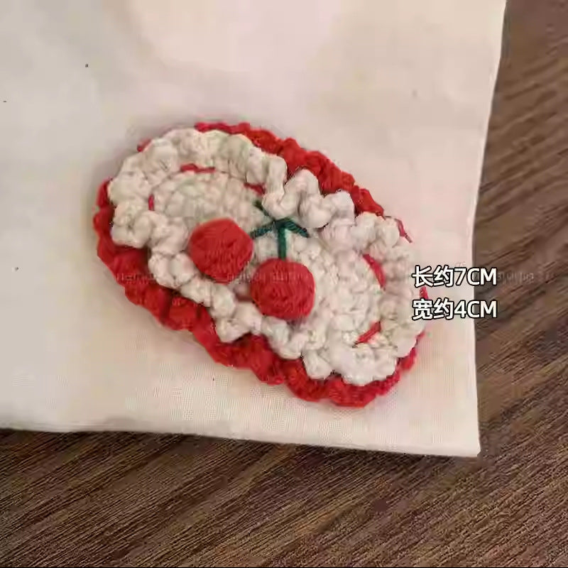 櫻桃卡通刺繡編織髮夾－鬱金香髮夾款細節｜https://igowo.tw/