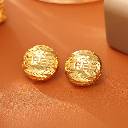 金色碎冰圓形簡約耳釘