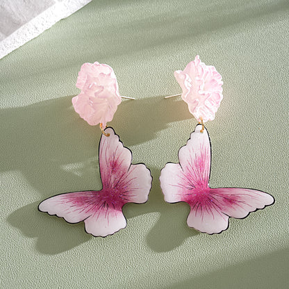 白色樹脂花朵簡約耳釘－14#銀針-粉色款細節13｜https://igowo.tw/
