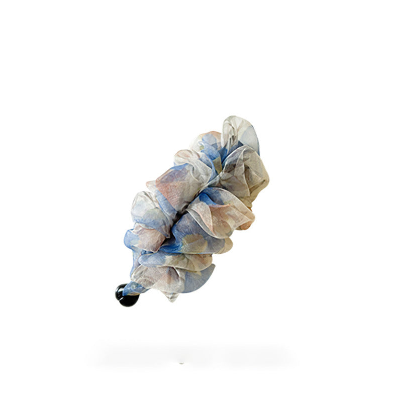 網紗碎花鯊魚夾－白色波點款細節｜https://igowo.tw/