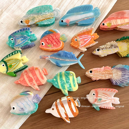 醋酸板材鯊魚夾－綠色長嘴魚款實拍｜https://igowo.tw/