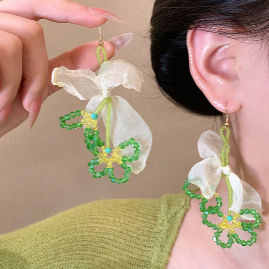 彩色水晶串珠花朵耳環－商品主圖｜https://igowo.tw/