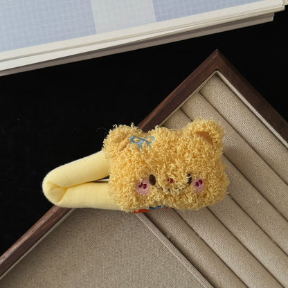 黃色絨面小熊髮夾