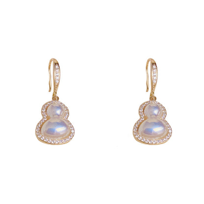 珍珠葫蘆鑲鑽簡約耳鉤