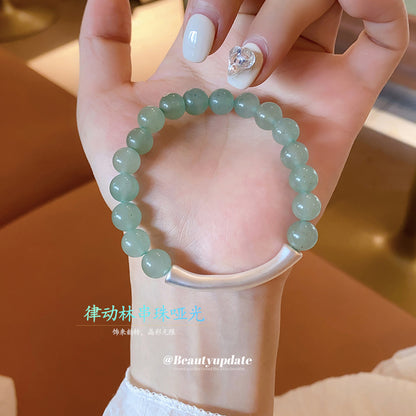 綠東陵串珠啞光幾何圓形手鏈古風氣質手串手環小眾設計感手飾批發