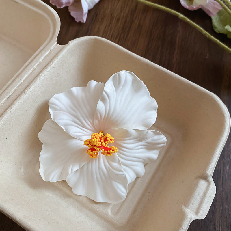 海邊度假風仿真扶桑花發夾時尚百搭鴨嘴夾小眾高級感太陽花發飾女