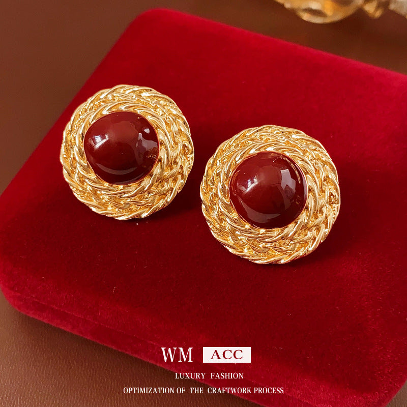 復古紅琺瑯麥穗耳環－商品主圖｜https://igowo.tw/