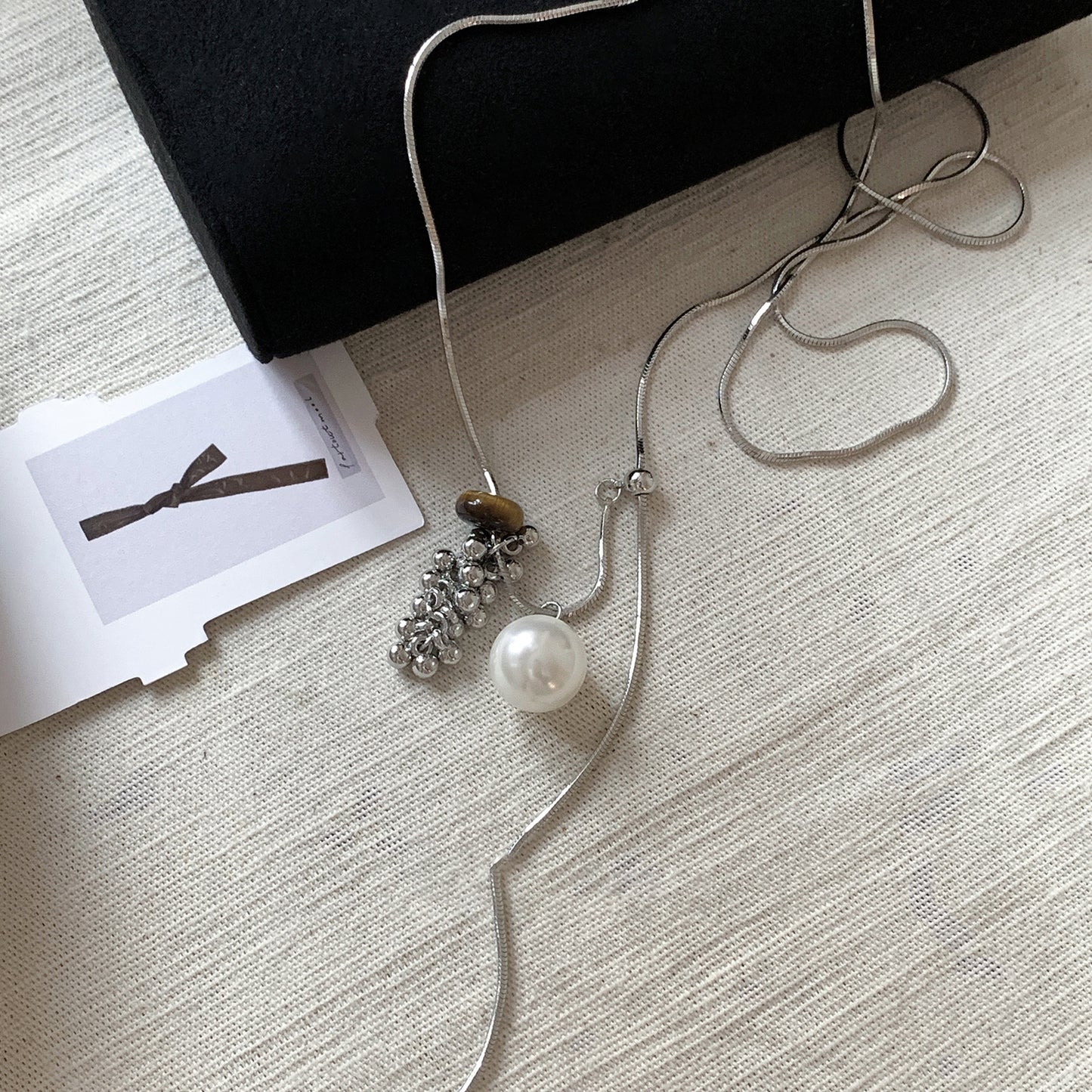 虎眼石珍珠墜飾項鍊