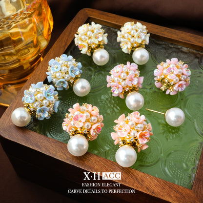 彩色花朵鑲鑽耳釘－商品主圖｜https://igowo.tw/