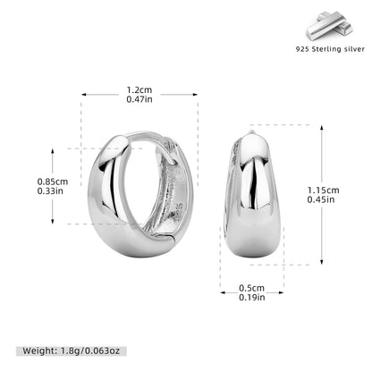 S925 耳環圓弧光面多尺寸耳飾百搭款輕奢高級感飾品