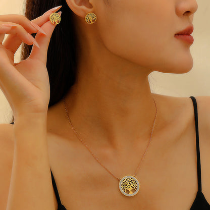 不鏽鋼愛心項鍊耳環組－第二視角實拍｜https://igowo.tw/