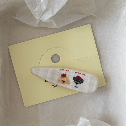 棕色小狗水滴簡約髮夾