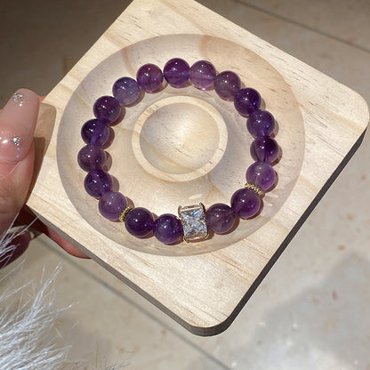 新中式瑪瑙紫晶圓球吊墜手鏈輕奢高級感水晶手串氣質精致手飾批發