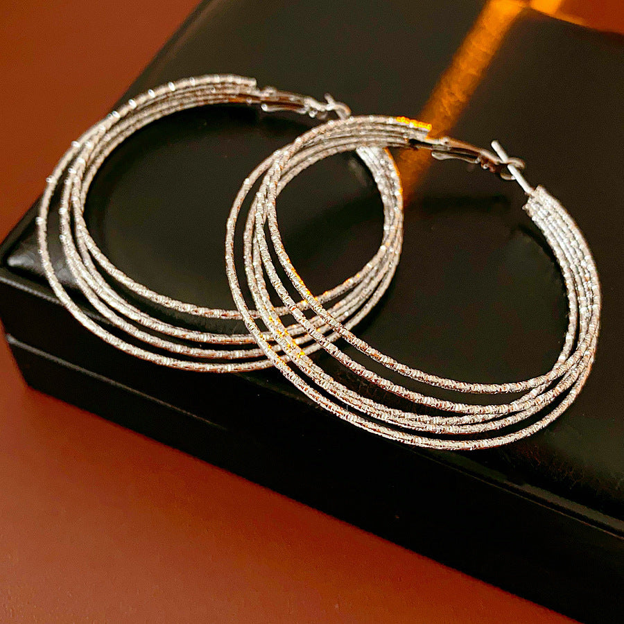 銀針圓圈誇張耳環－細節特寫5｜https://igowo.tw/