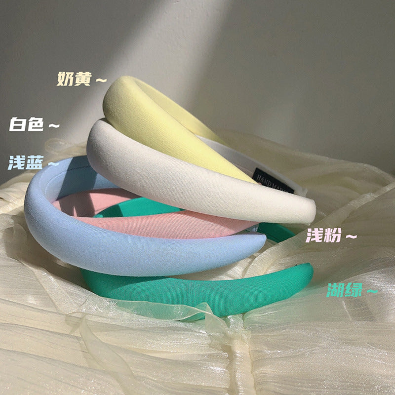 寬版簡約髮箍－奶黃款實拍｜https://igowo.tw/