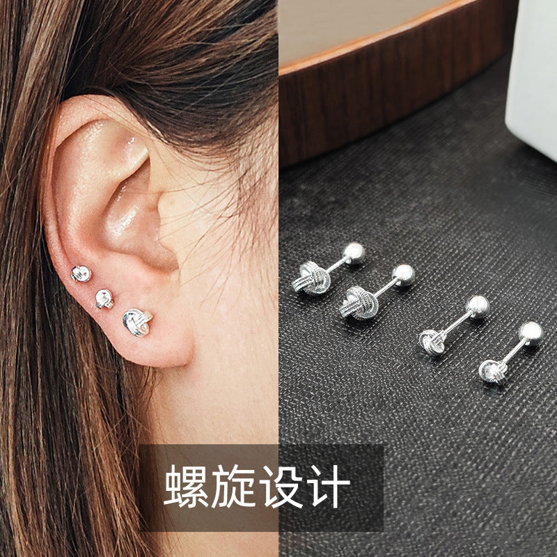 銀針扭紋簡約耳骨釘－商品主圖｜https://igowo.tw/
