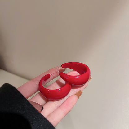 銀針C形圓圈高級感耳圈新款氣質秋冬網紅耳環ins復古港風耳飾批發
