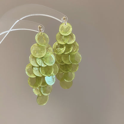 樹脂銀針貝殼花朵耳釘－細節特寫19｜https://igowo.tw/