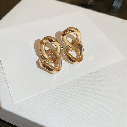銀針金屬圓圈冷淡風耳環女韓國氣質簡約麻花耳釘耳墜高級感耳飾女