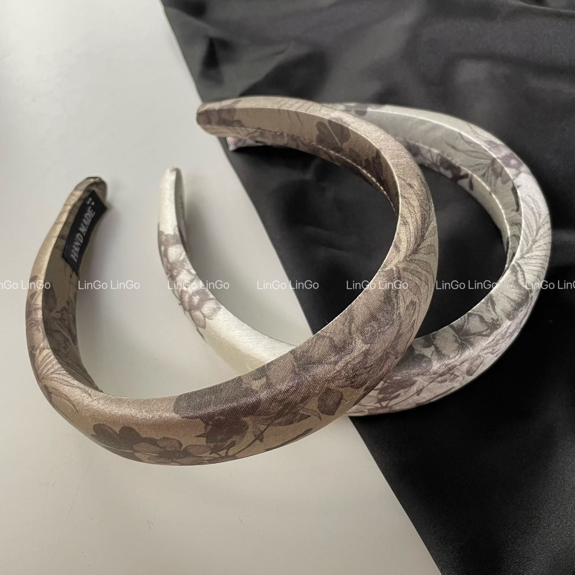 復古簡約髮箍－國風印花-銀白色款細節｜https://igowo.tw/