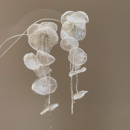 珍珠花朵流蘇簡約耳環－細節特寫13｜https://igowo.tw/