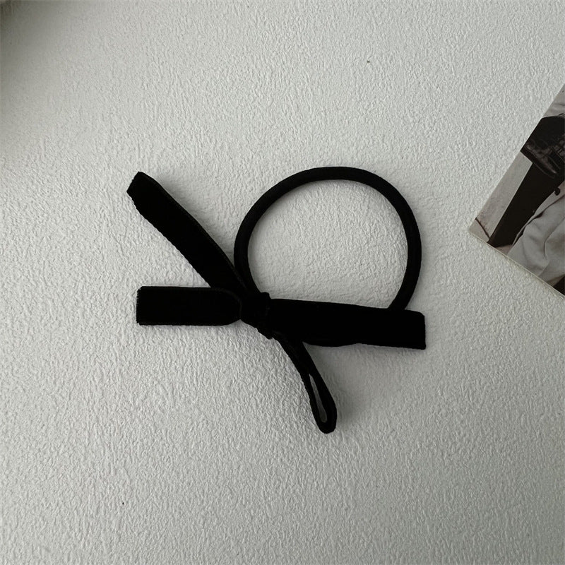 黑色絨面蝴蝶結髮圈