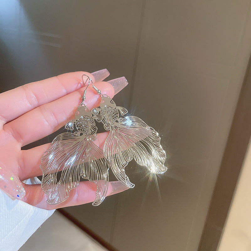 銀針歐美時尚鑲鉆幾何耳環長款流蘇耳墜小眾個性一款兩戴耳飾批發