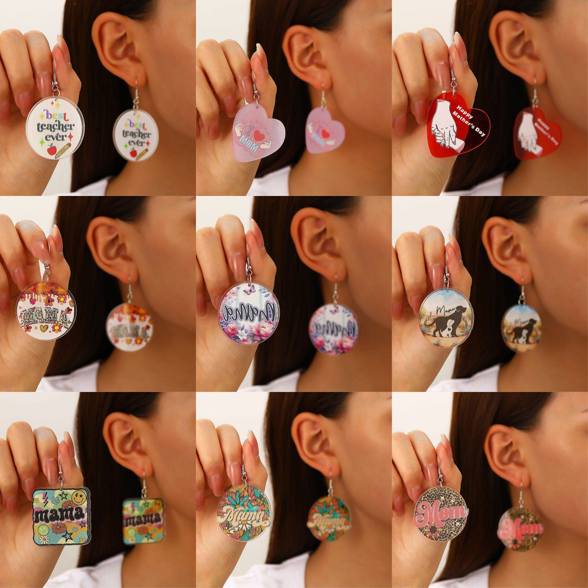 彩色壓克力字母耳環－第二視角實拍｜https://igowo.tw/