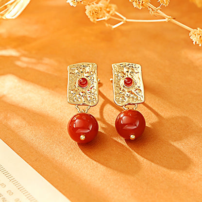 瑪瑙復古耳環－第二視角實拍｜https://igowo.tw/