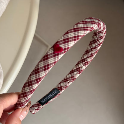 絨面格紋愛心簡約髮夾