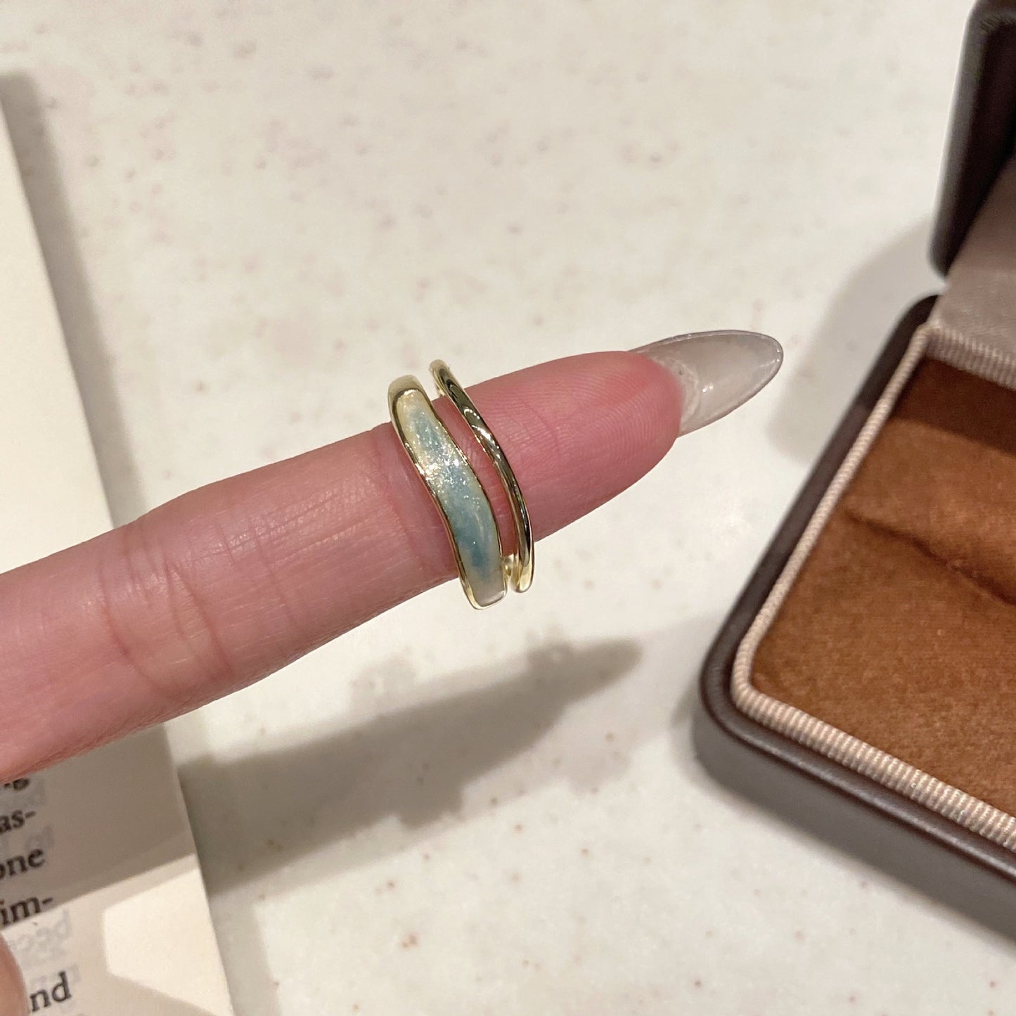金色琺瑯雙層簡約戒指